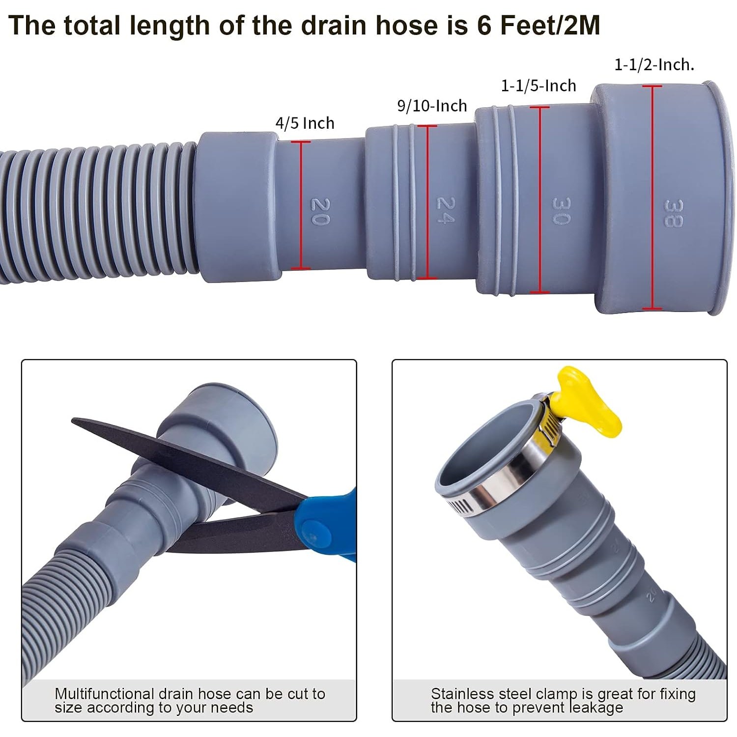 Washer Drain Hose Extension 6 Ft, detail view