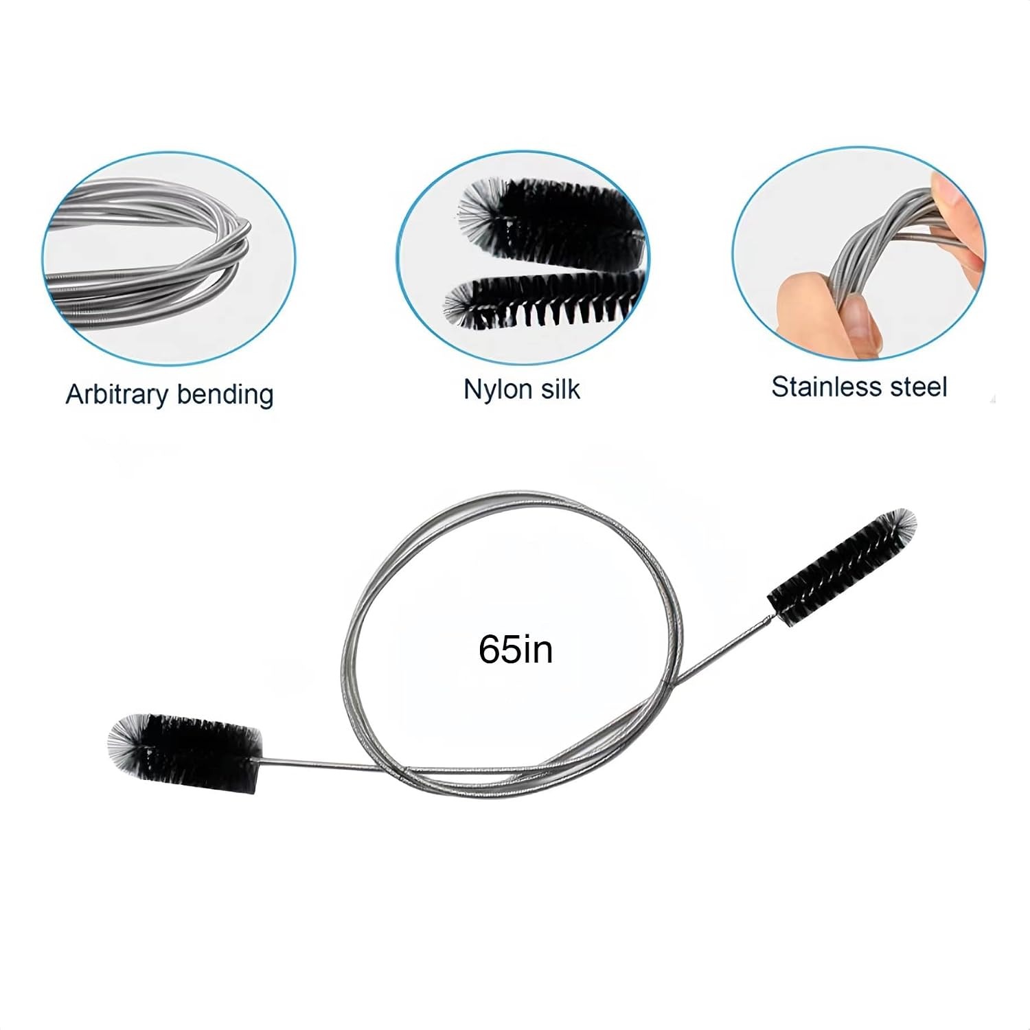 Drain Brush 65 Inch with 10 Pipe Cleaners: image 2