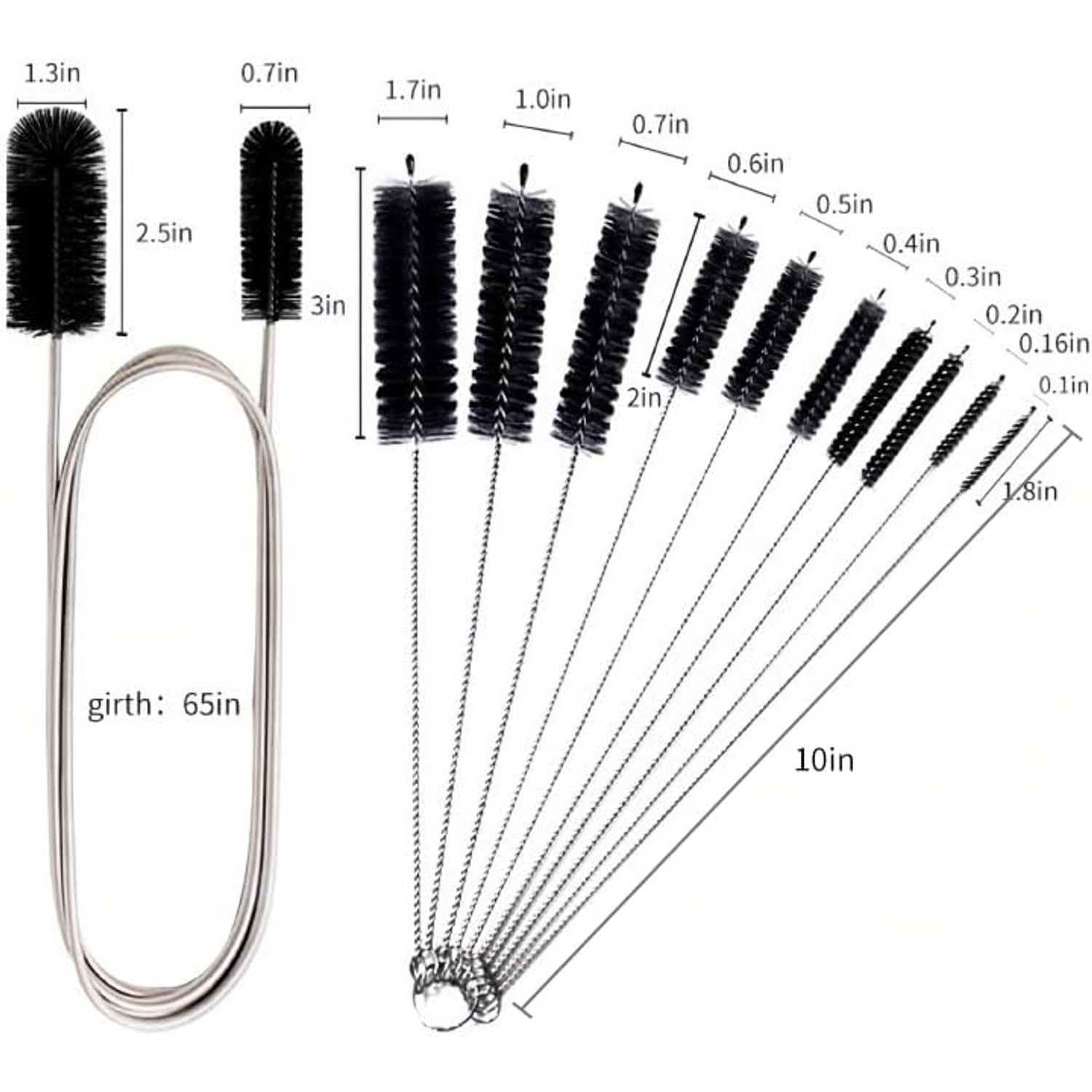 Drain Brush 65 Inch with 10 Pipe Cleaners: image 6