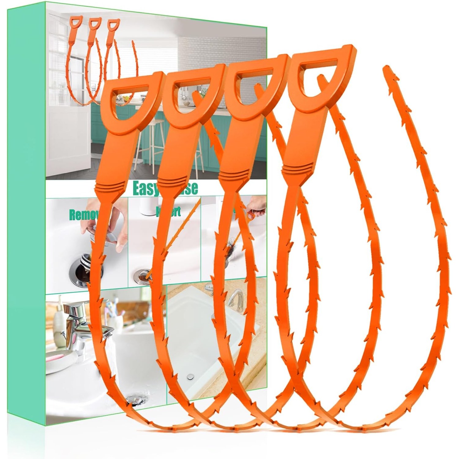 Plastic Drain Snake 20 Inch 4 Pack