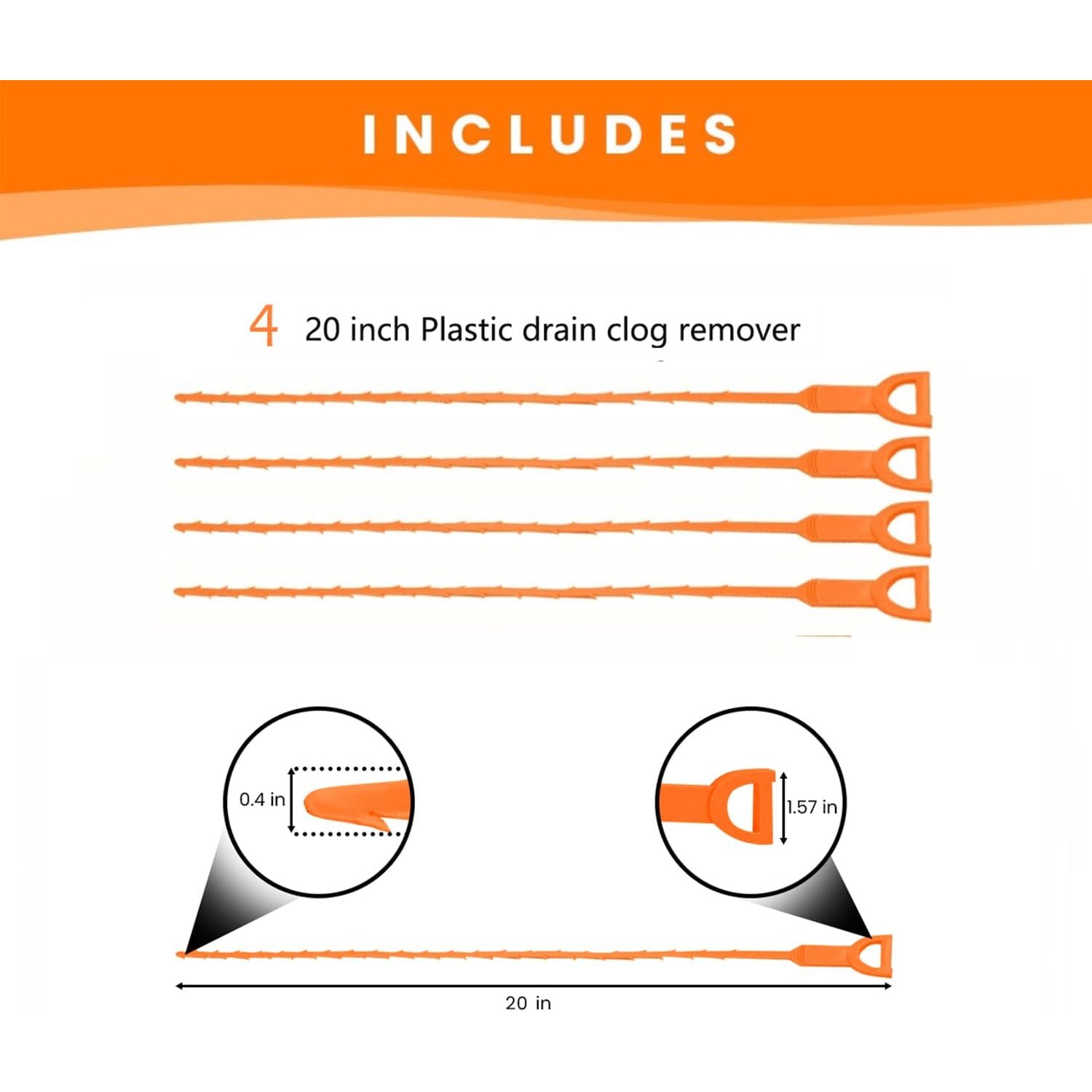 Plastic Drain Snake 20 Inch 4 Pack: image 2