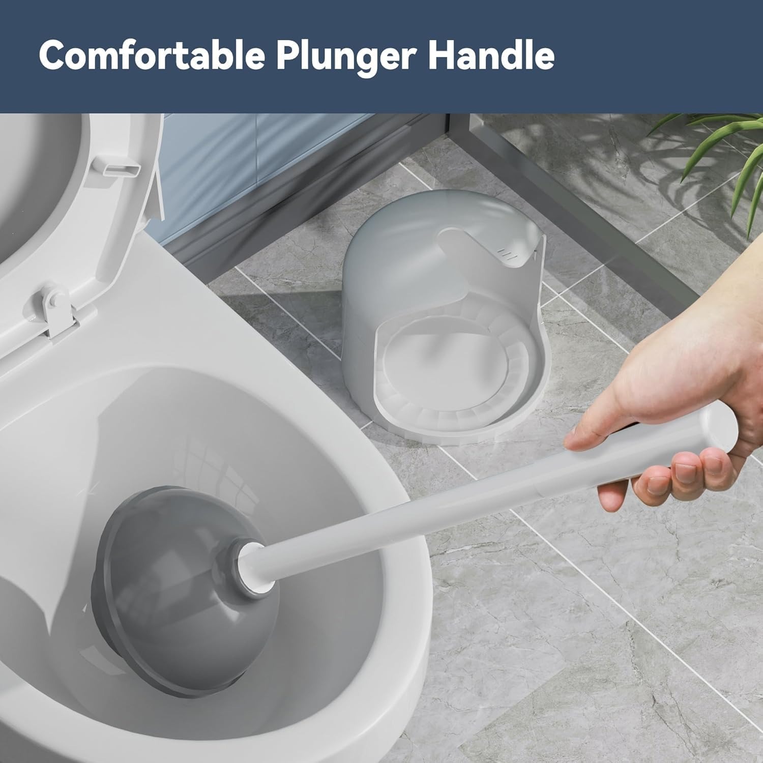 Two Way Toilet Plunger with Holder: image 4