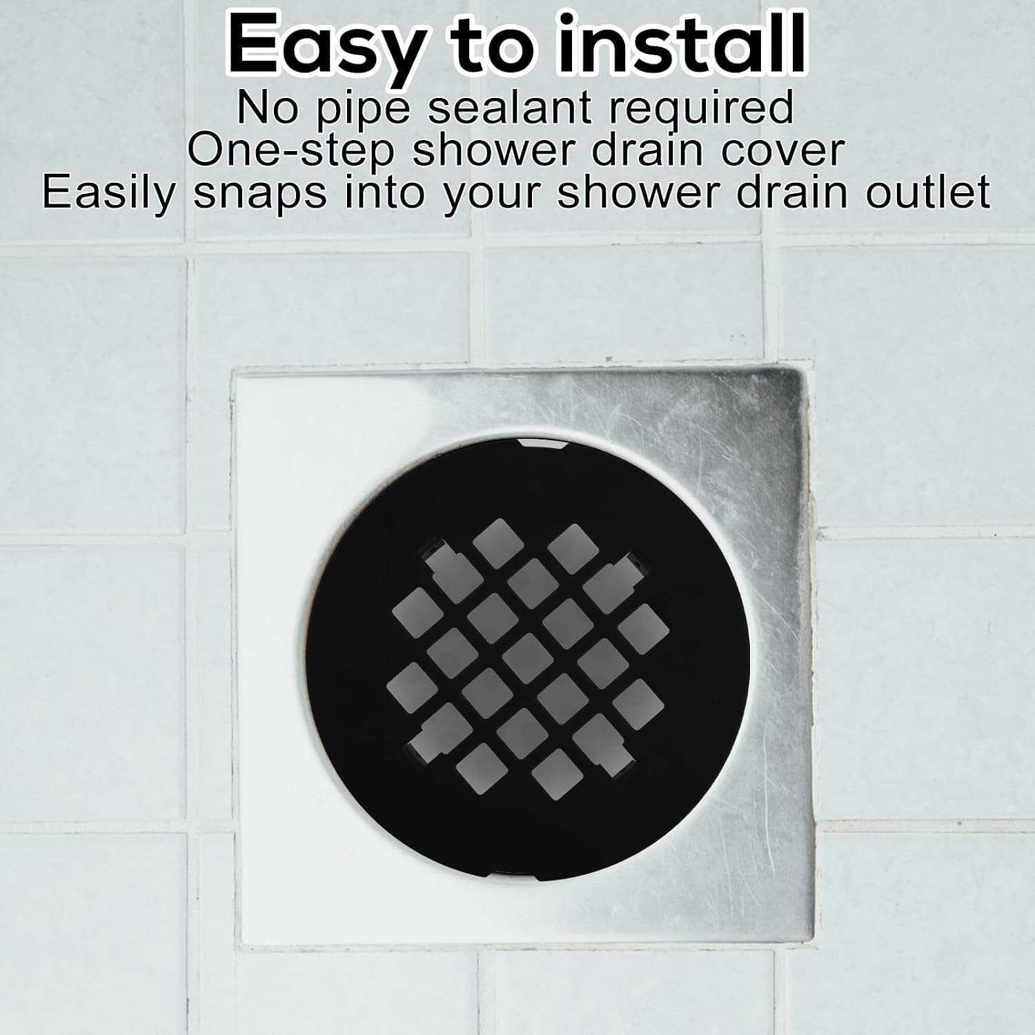 Black Snap In Shower Drain Cover: image 3