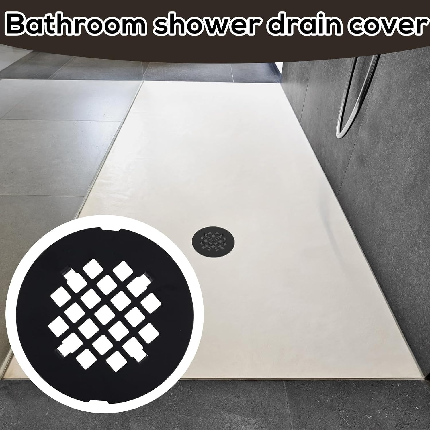 Black Snap In Shower Drain Cover: image 5