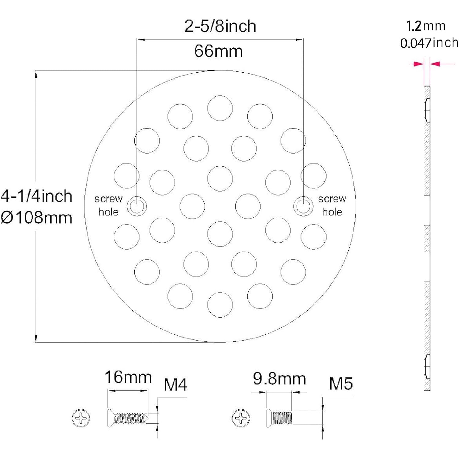 Chrome Screw In Shower Drain Cover: image 2
