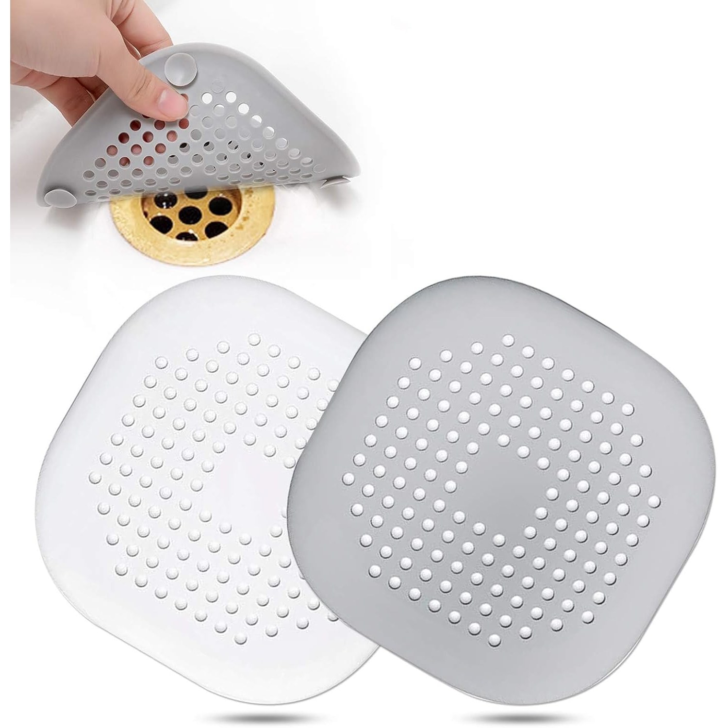Square Silicone Shower Drain Cover 2 Pack