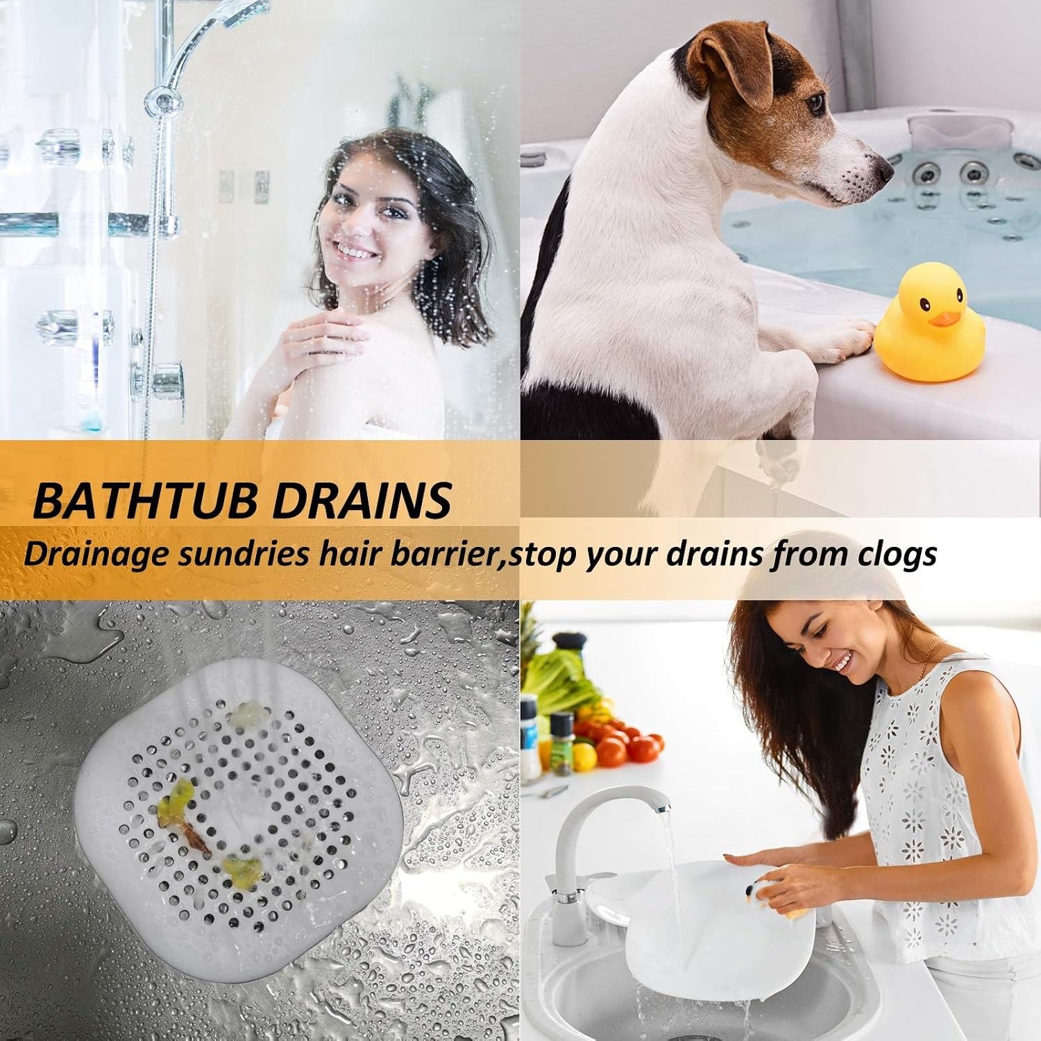 Square Silicone Shower Drain Cover 2 Pack: image 2