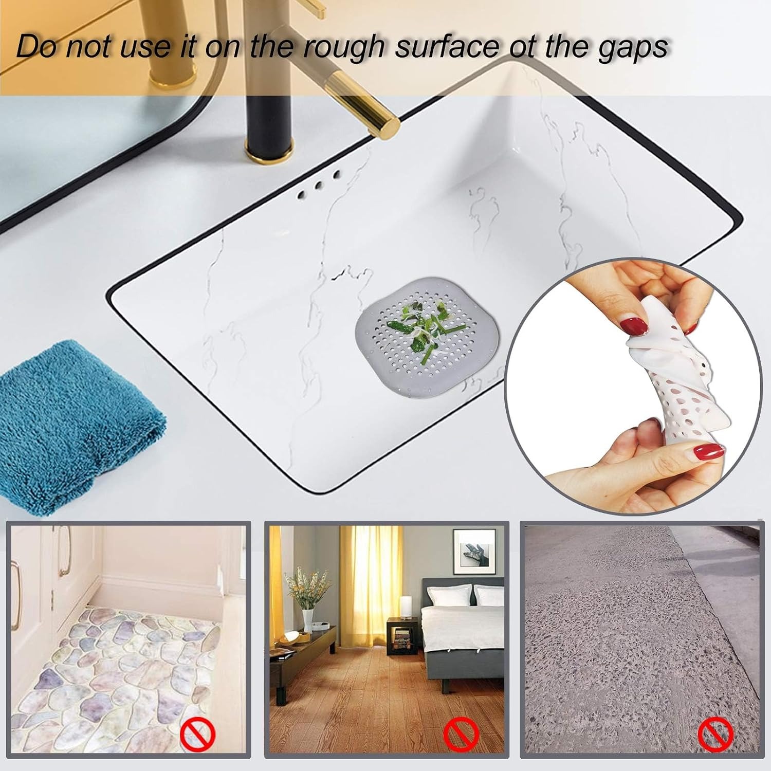 Square Silicone Shower Drain Cover 2 Pack: image 3