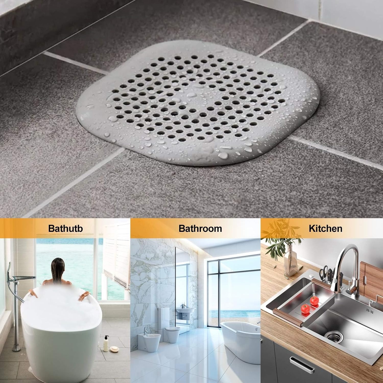 Square Silicone Shower Drain Cover 2 Pack: image 5