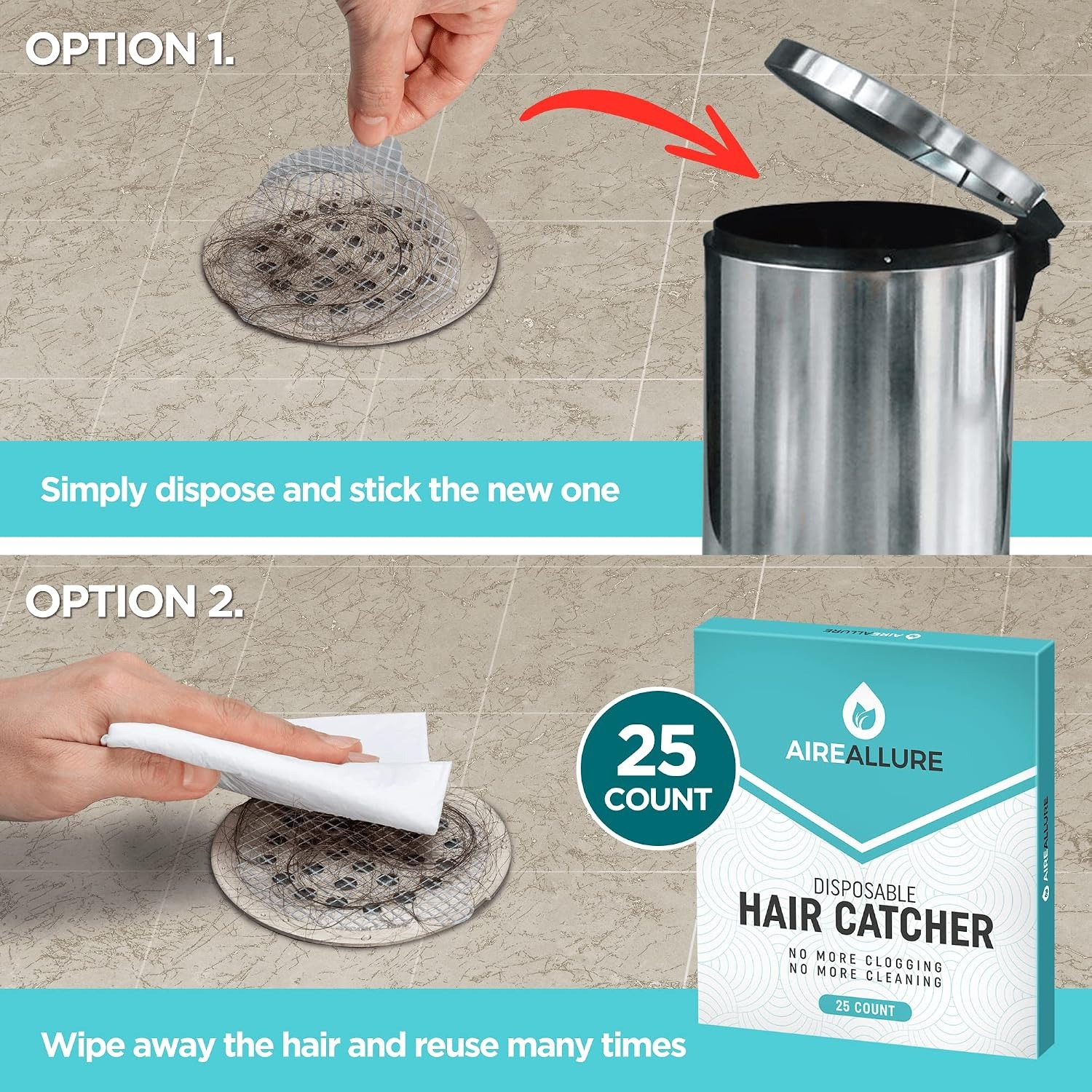 Disposable Shower Drain Hair Catcher 25 Pack: image 5