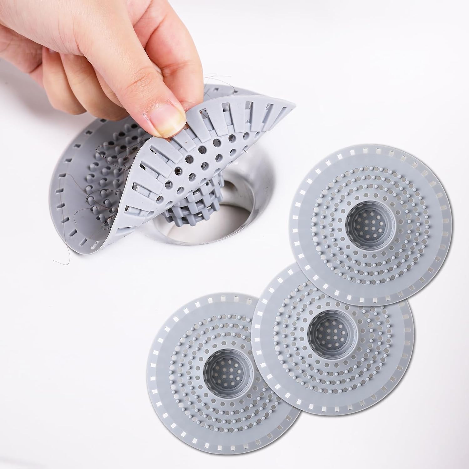 Silicone Tub Drain Hair Catcher 3 Pack