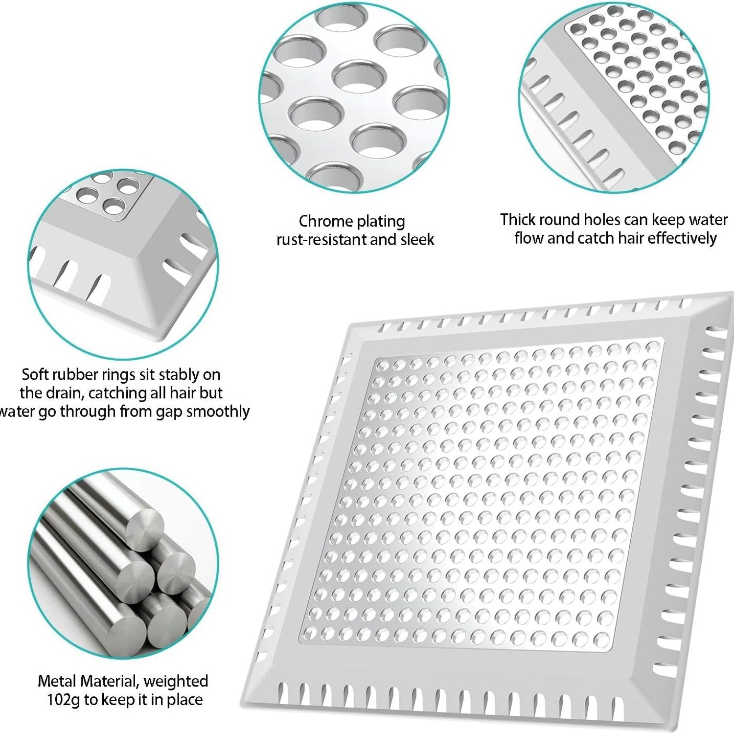 Square Stainless Shower Hair Catcher: image 3