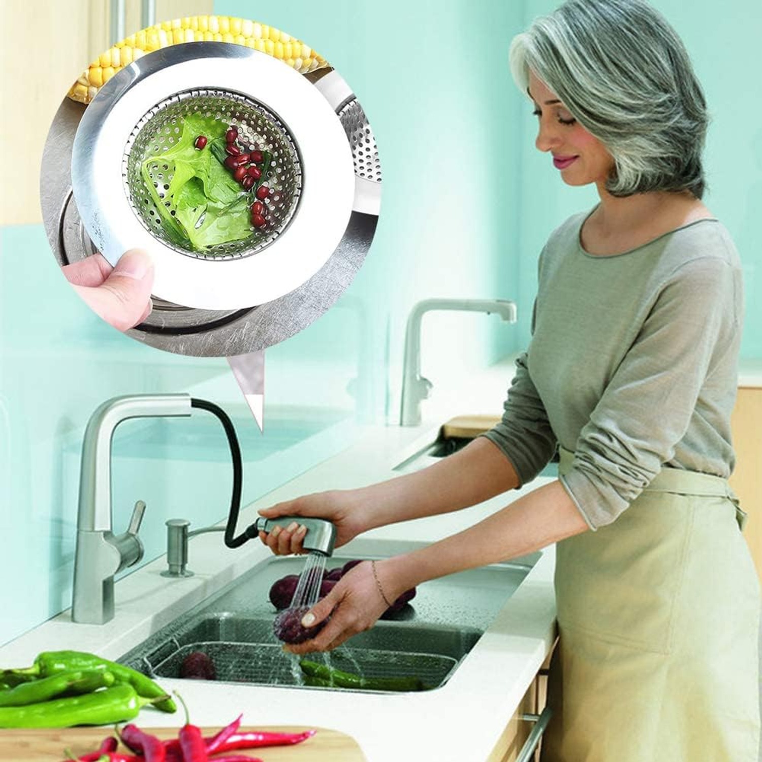 Stainless Drain Hair Catcher 4 Pack: image 2