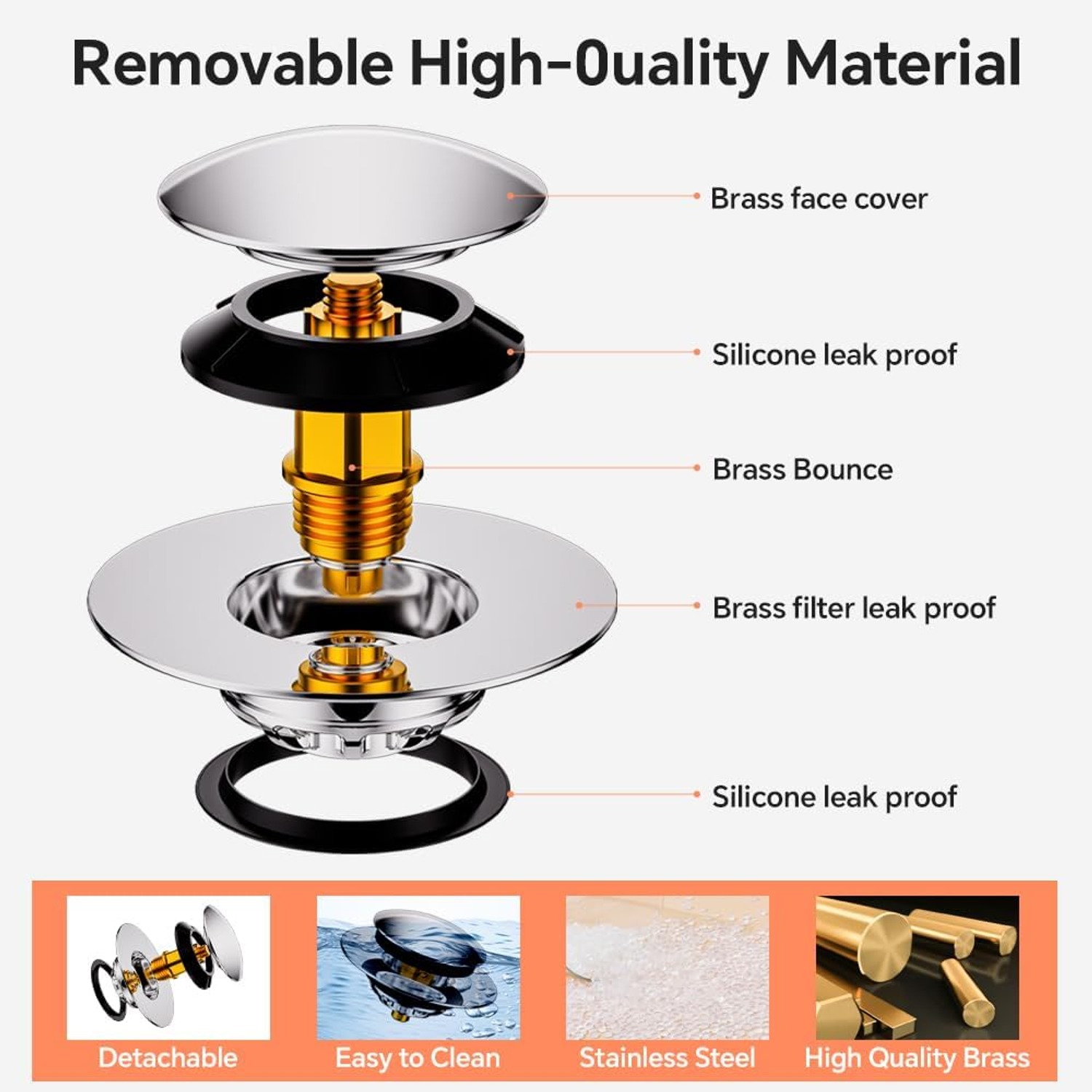 Pop Up Bathtub Stopper with Strainer: image 3
