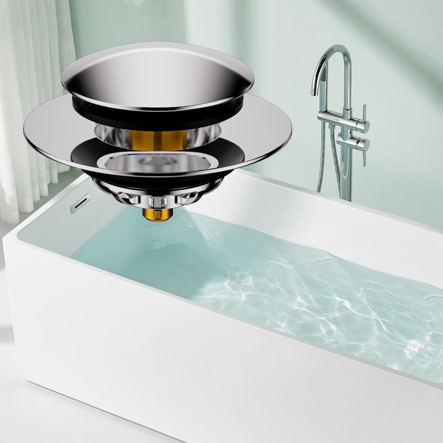 Pop Up Bathtub Stopper with Strainer: image 7
