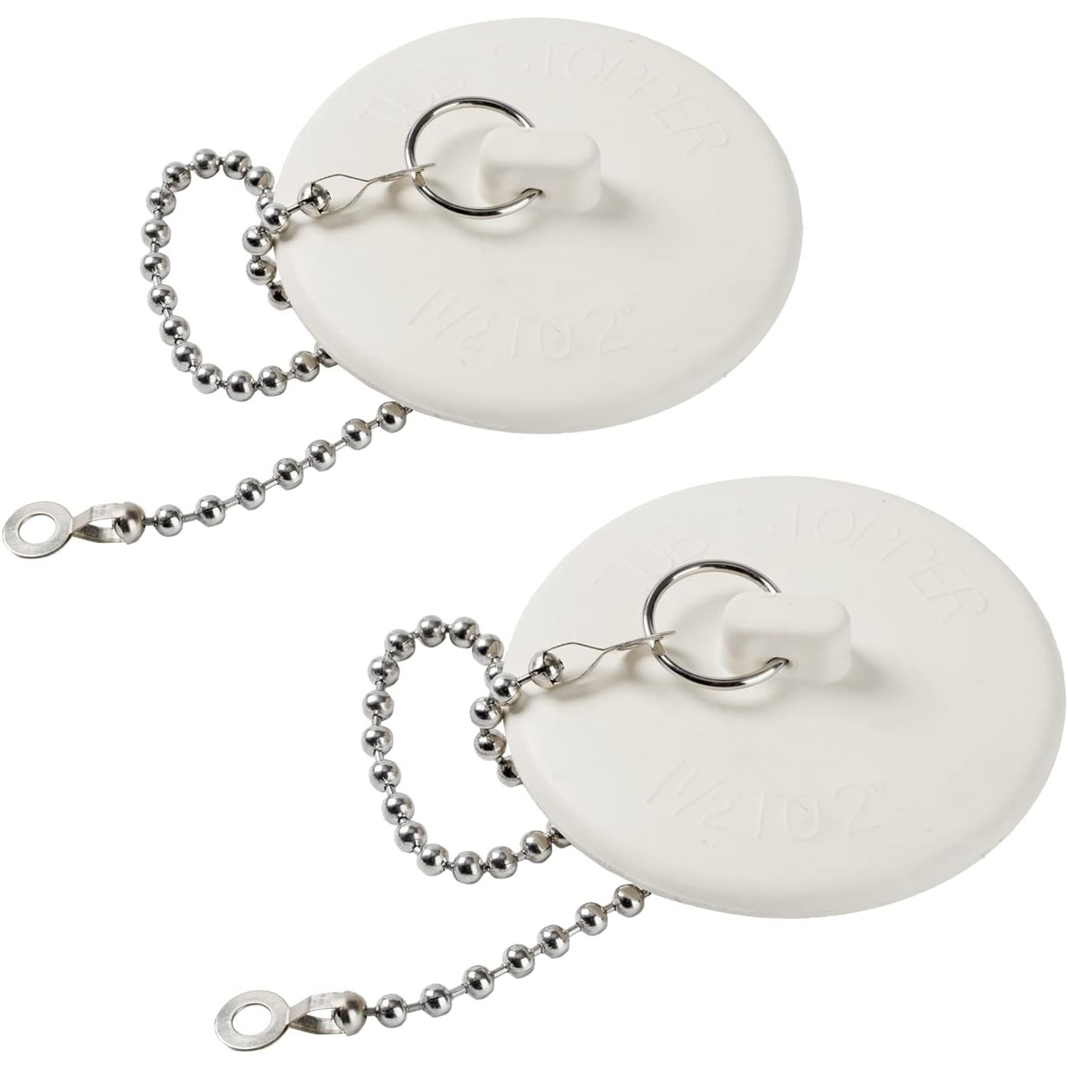 Rubber Tub Stopper with Chain 2 Pack