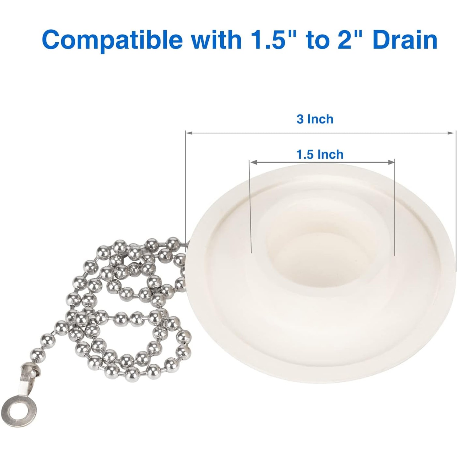 Rubber Tub Stopper with Chain 2 Pack: image 2