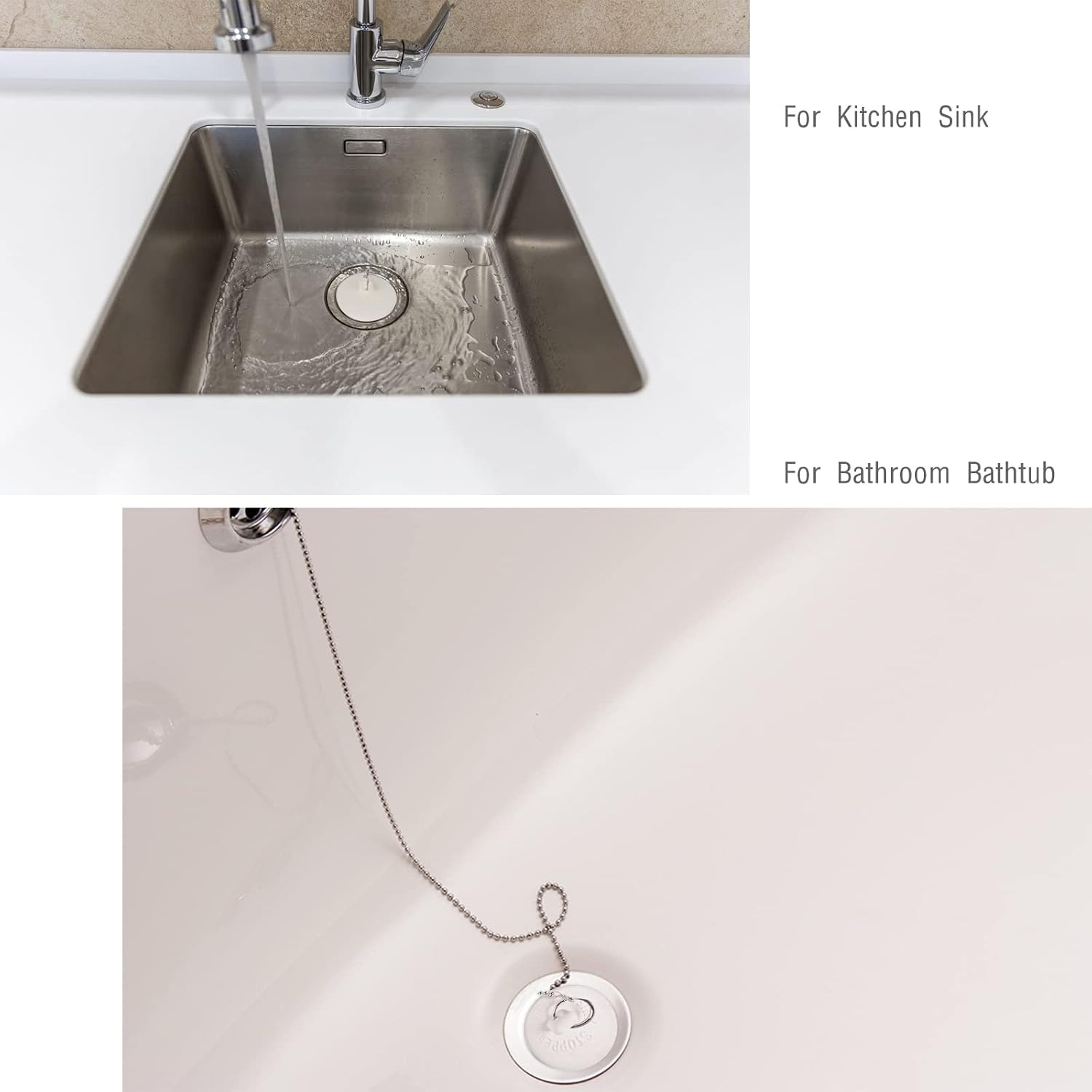 Rubber Tub Stopper with Chain 2 Pack: image 5